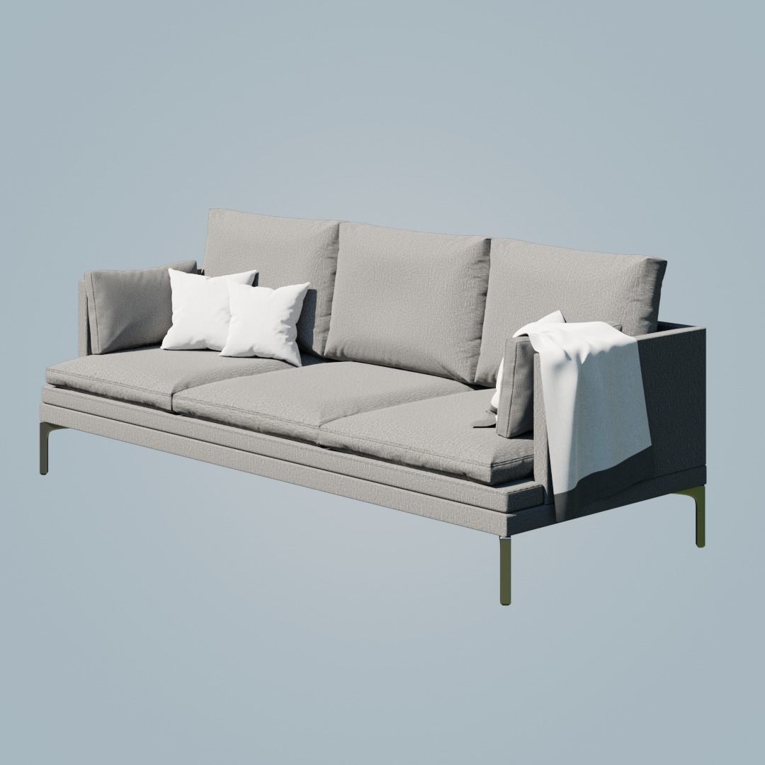 Modern gray sofa with cushions 3D Model 3D model_1