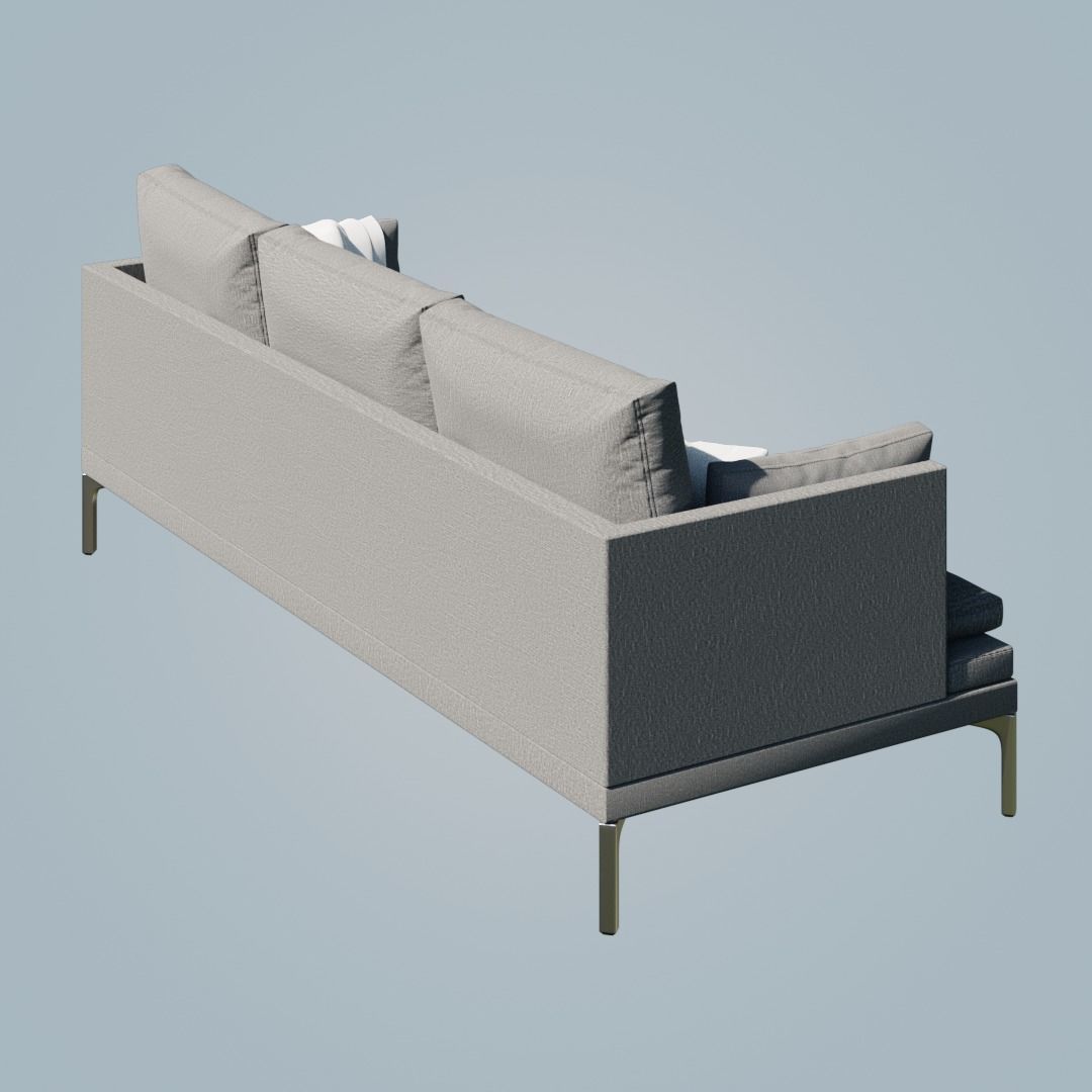 Modern gray sofa with cushions 3D Model 3D model_3
