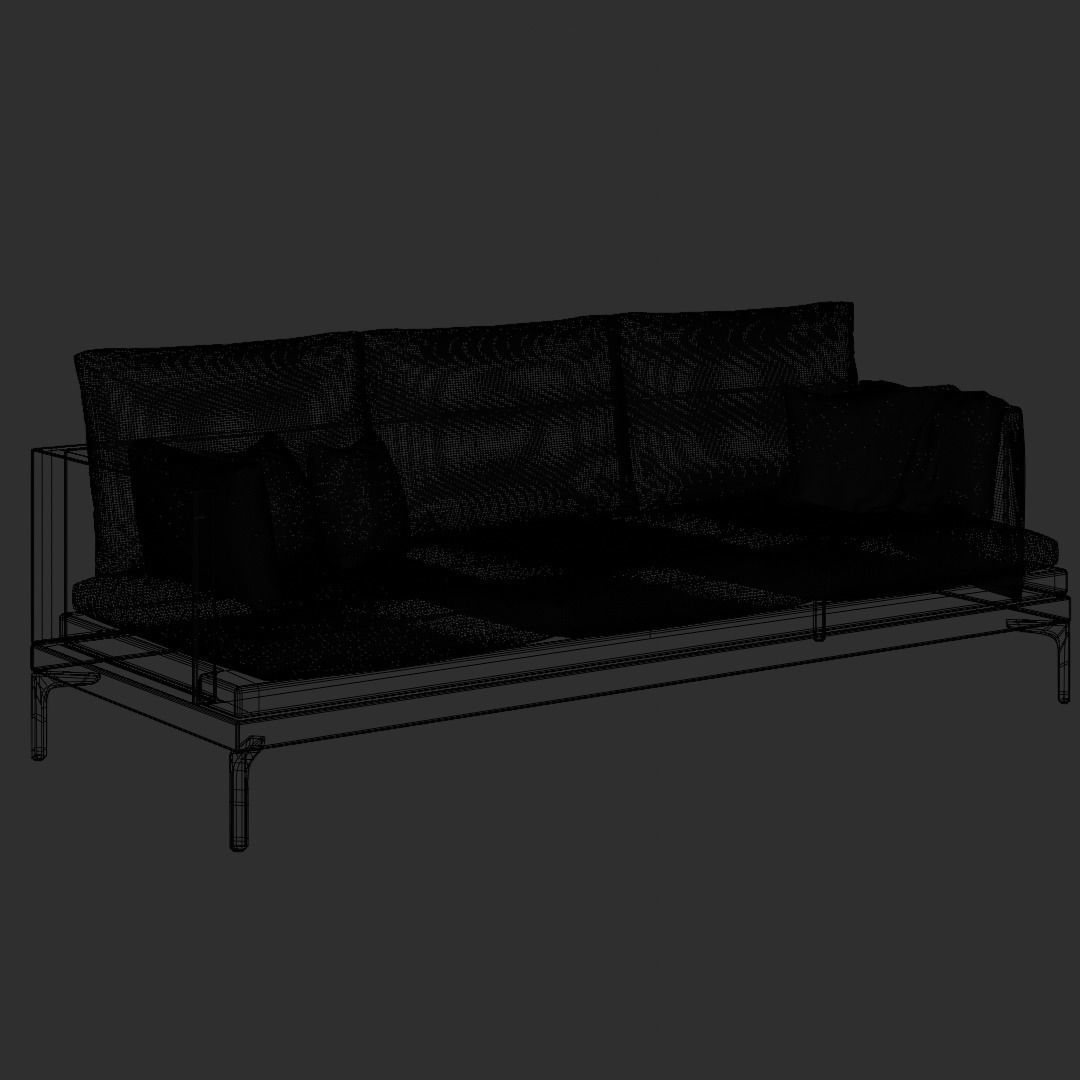 Modern gray sofa with cushions 3D Model 3D model_5
