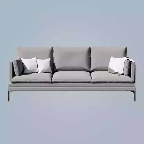 Modern gray sofa with cushions 3D Model