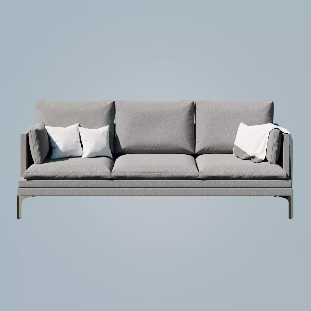 Modern gray sofa with cushions 3D Model 3D model_0