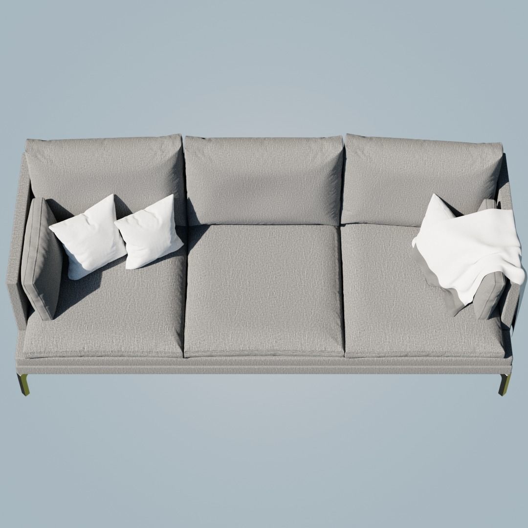 Modern gray sofa with cushions 3D Model 3D model_4