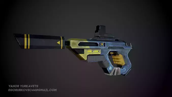 SciFi HAND GUN Low-poly 3D model