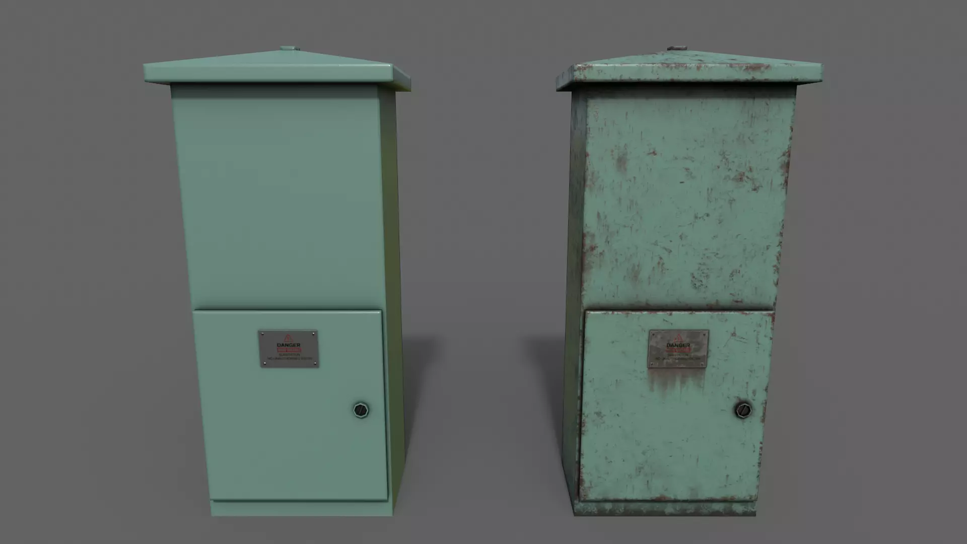 PBR Electric Box Green V4 Low-poly 3D model_0