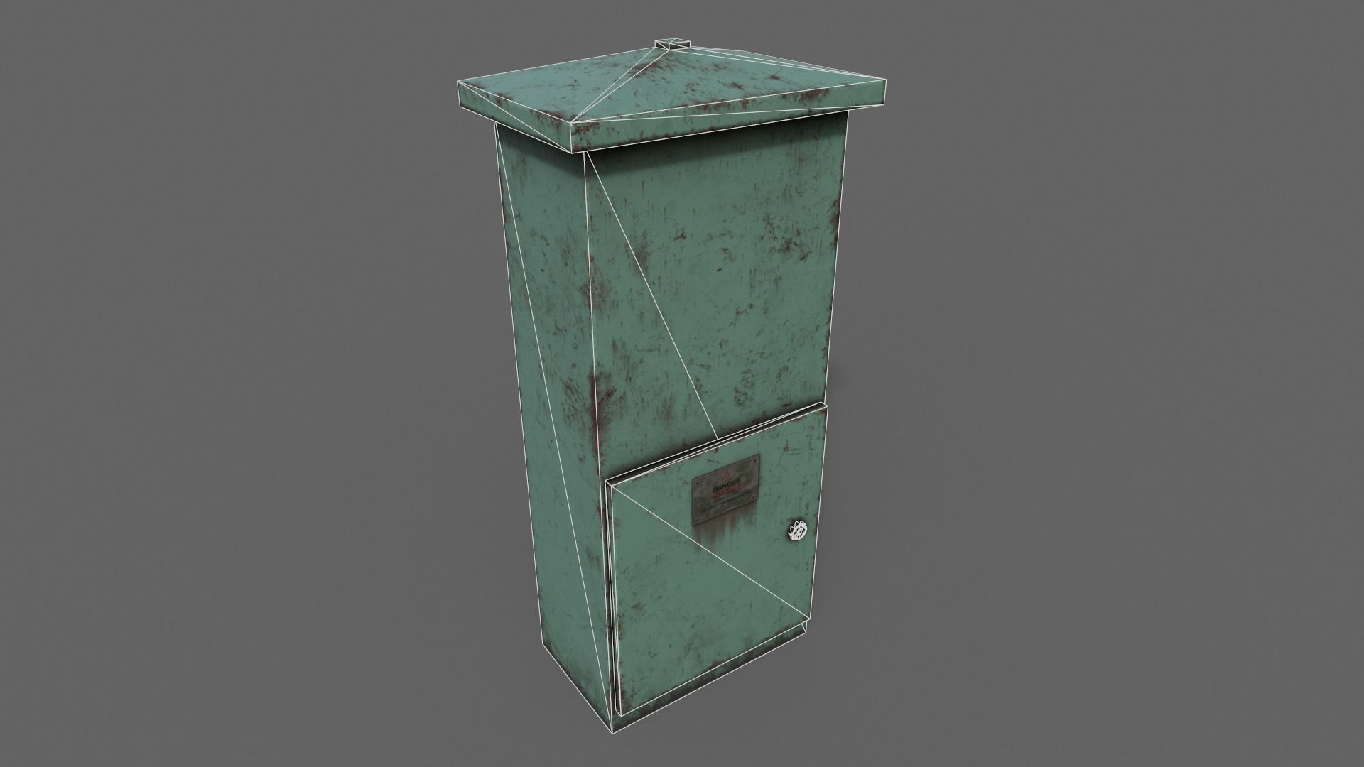 PBR Electric Box Green V4 Low-poly 3D model_16