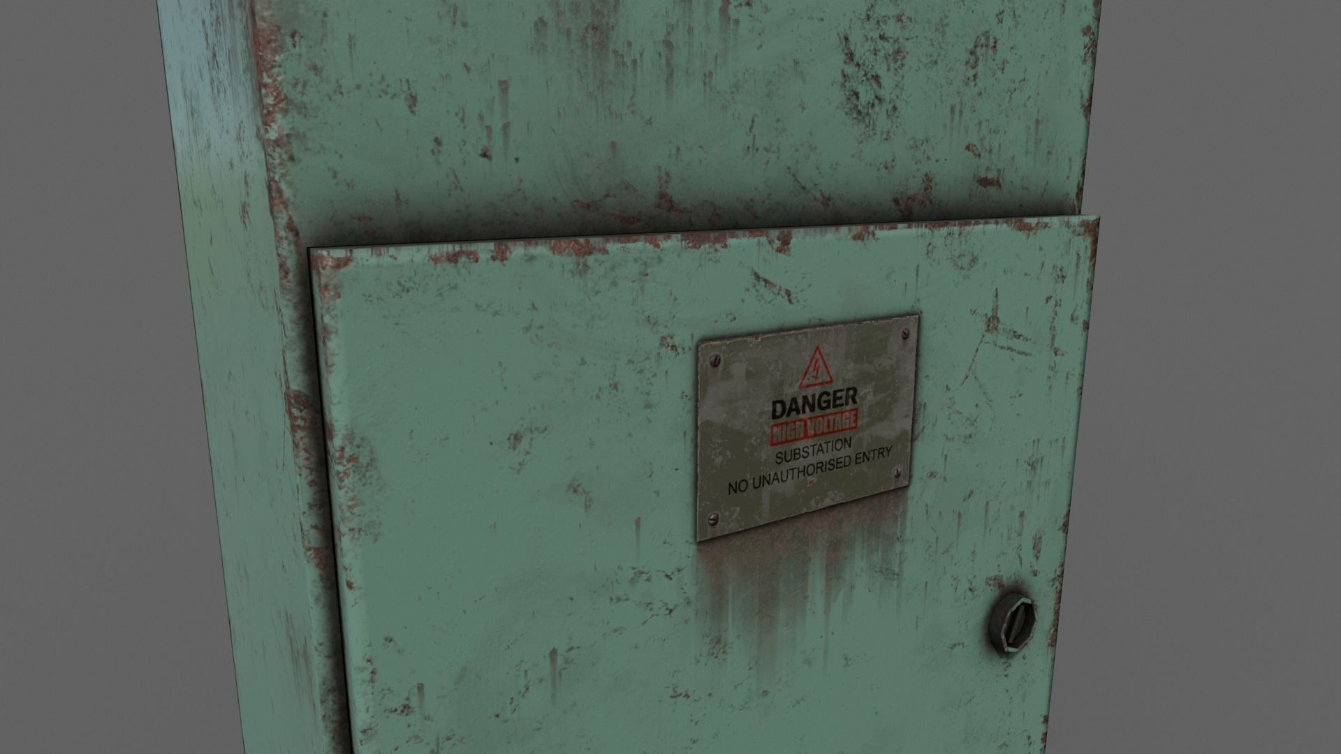 PBR Electric Box Green V4 Low-poly 3D model_10