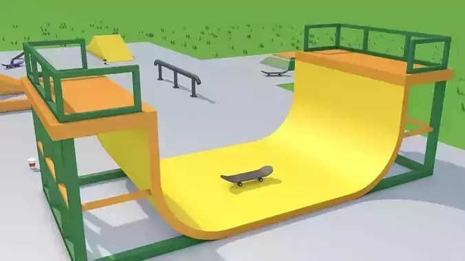 Skatepark skateboard park with ramp 3D model