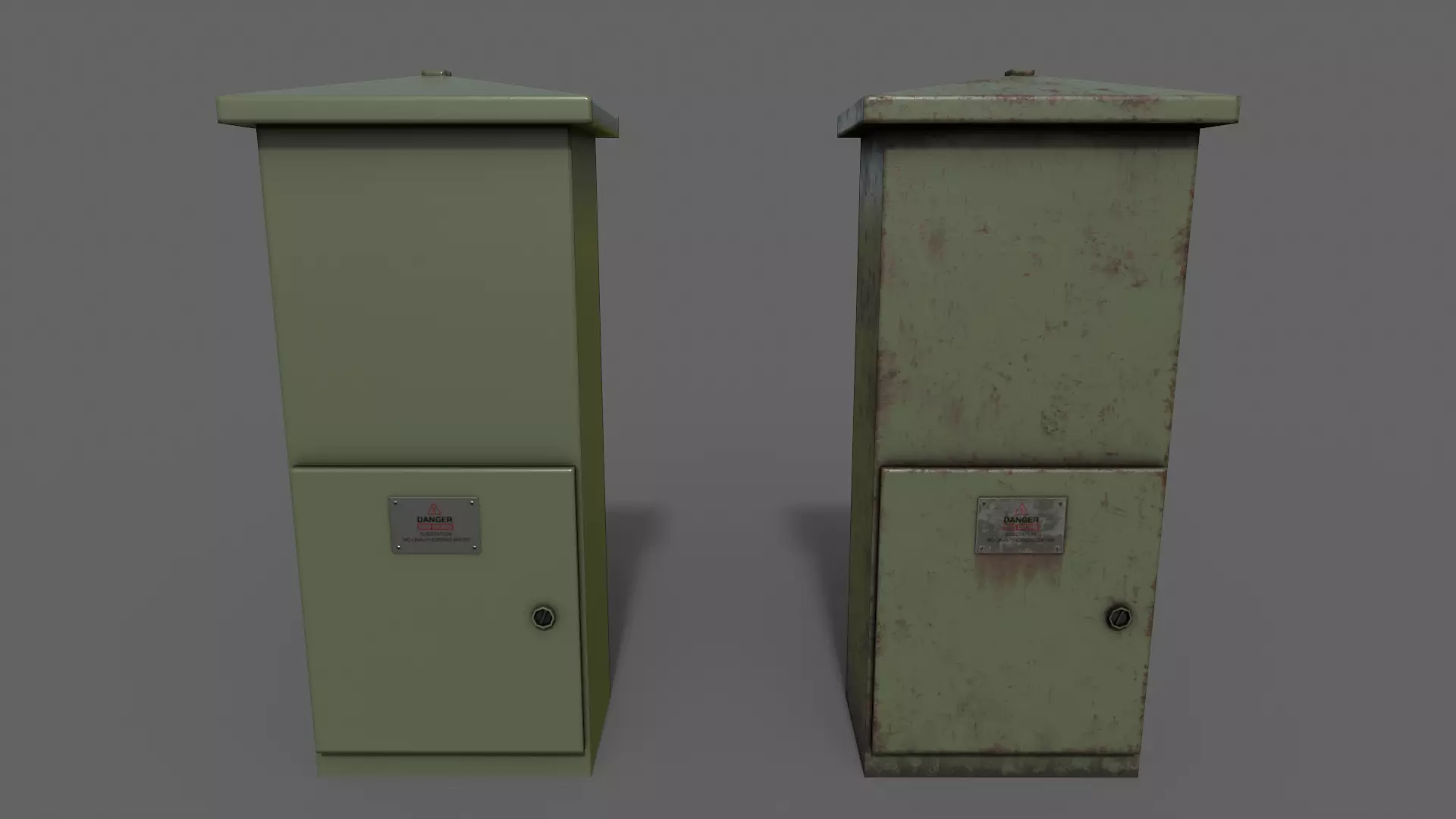 PBR Electric Box DarkGreen V4 Low-poly 3D model_0