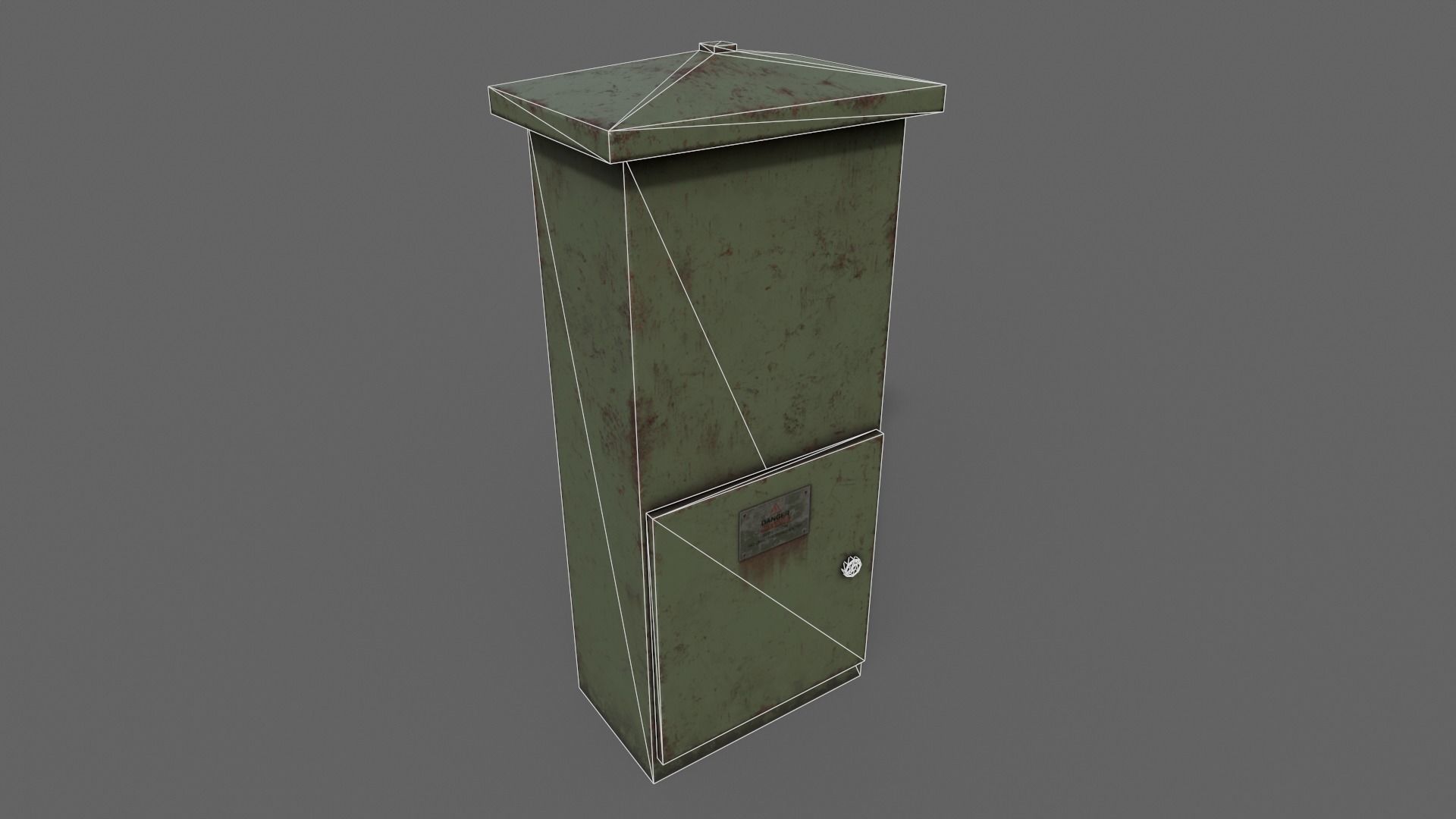 PBR Electric Box DarkGreen V4 Low-poly 3D model_16