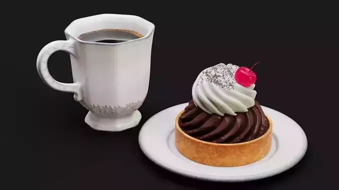 Coffee Cup and Sweet Pie 3D model