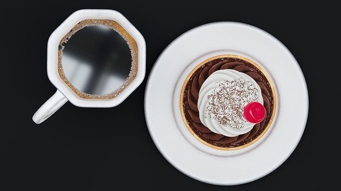 Coffee Cup and Sweet Pie 3D model 7
