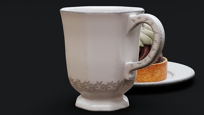 Coffee Cup and Sweet Pie 3D model 4