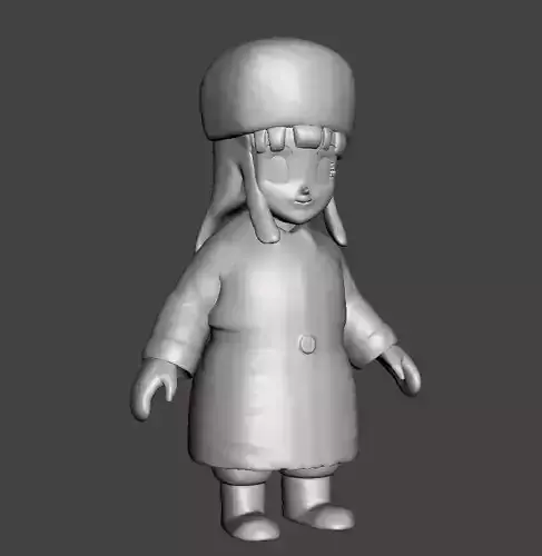 Suno 3D Model girl in coat and hat