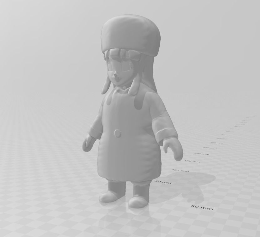 Suno 3D Model girl in coat and hat 3D print model_1