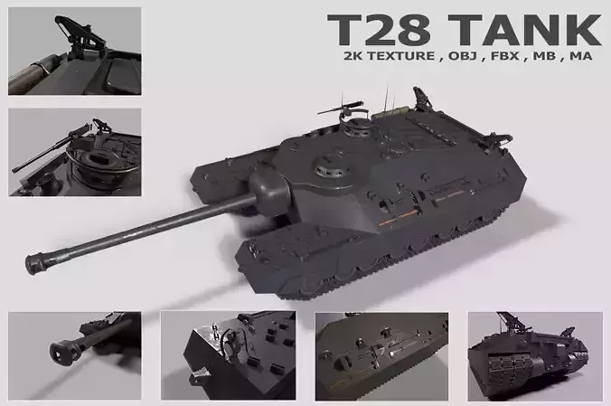 t25 t95 tank low-poly Low-poly 3D model