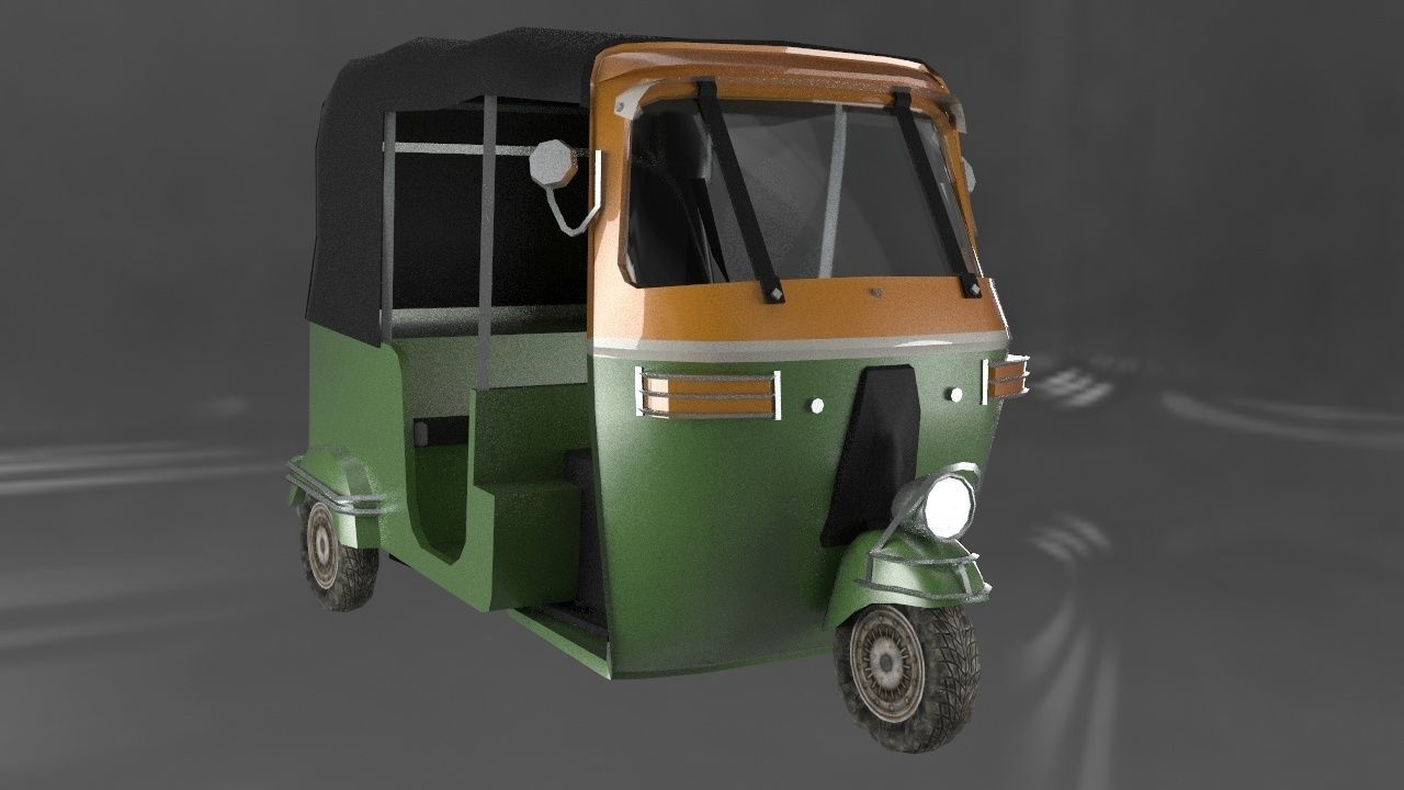Auto Rickshaw  Low-poly 3D model_2