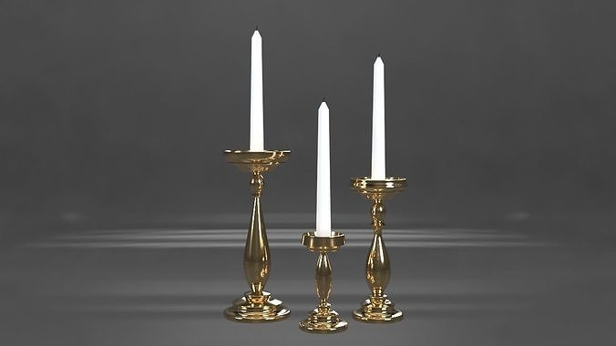 Golden CandleStick Low-poly 3D model