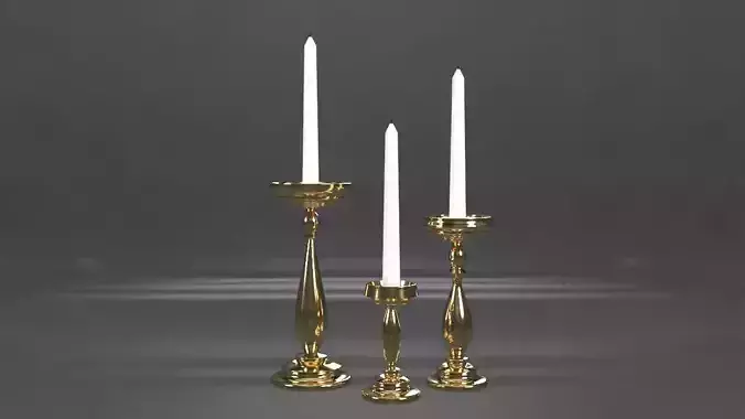 Golden CandleStick Low-poly 3D model