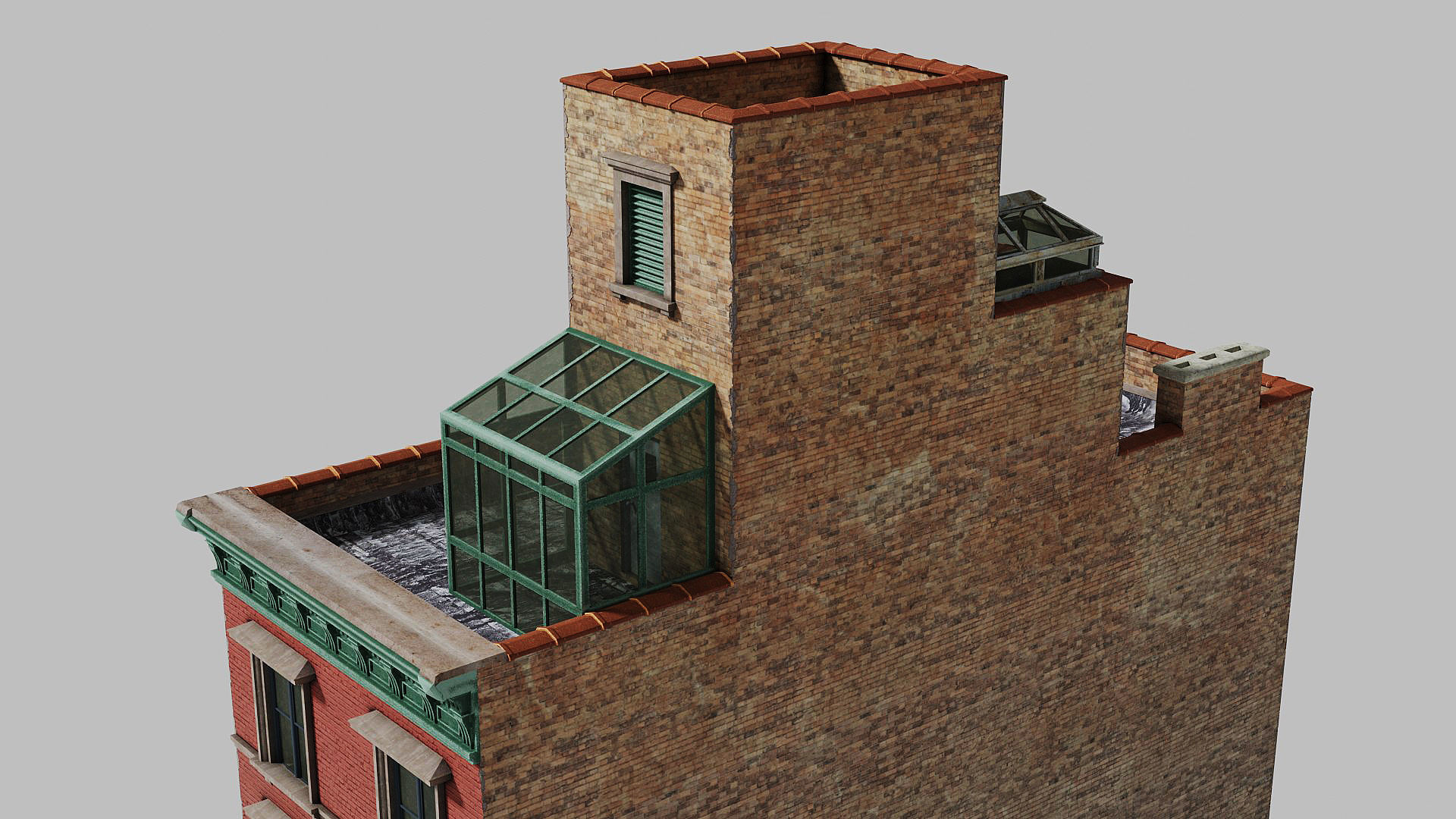 New York townhouse Low-poly 3D model_4