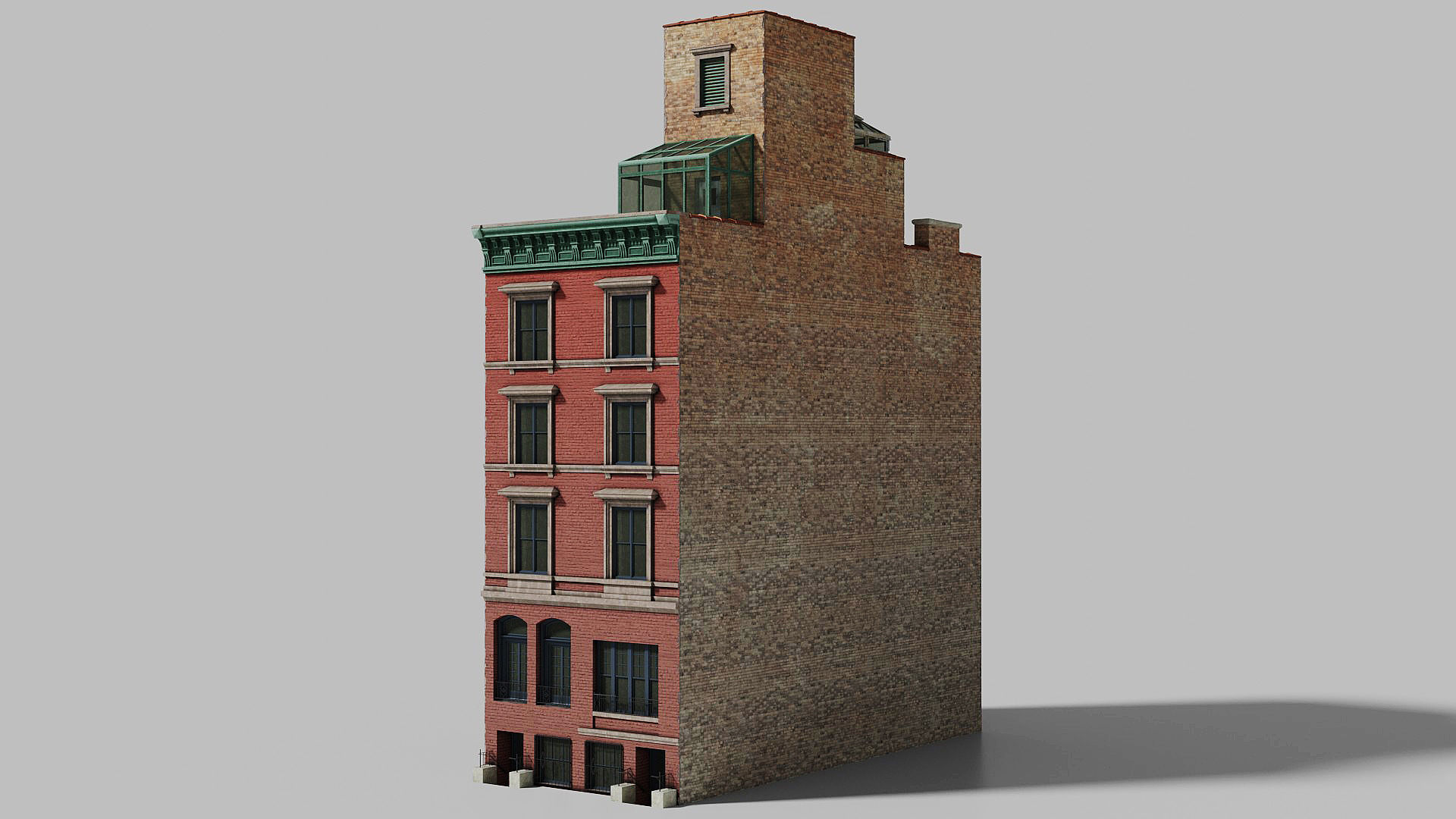 New York townhouse Low-poly 3D model_1
