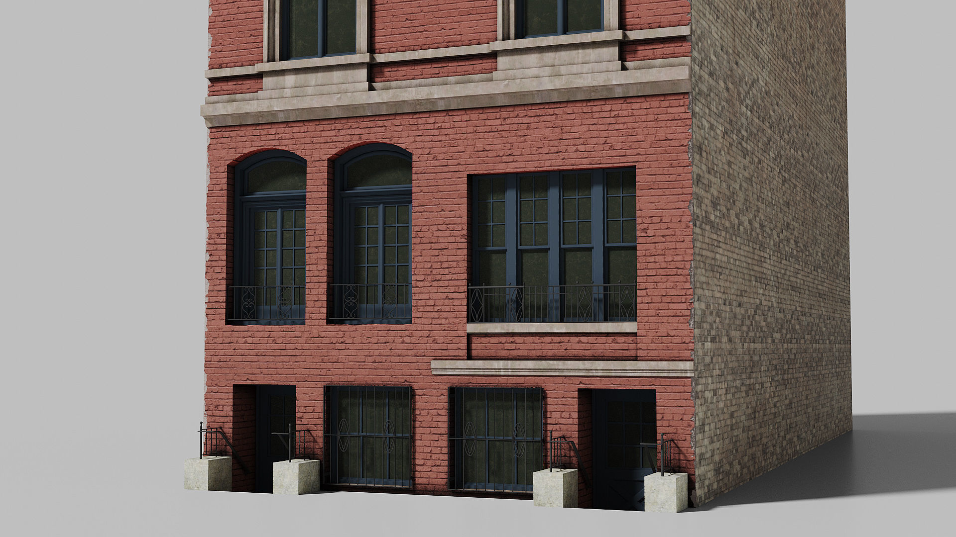 New York townhouse Low-poly 3D model_6