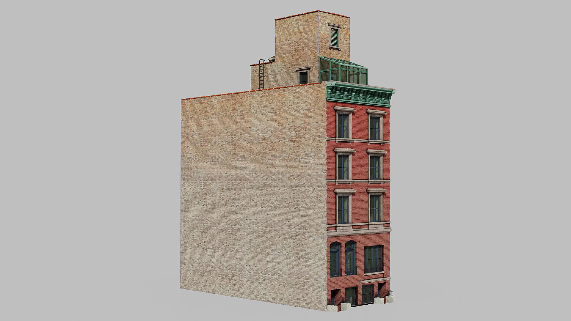 New York townhouse Low-poly 3D model_2