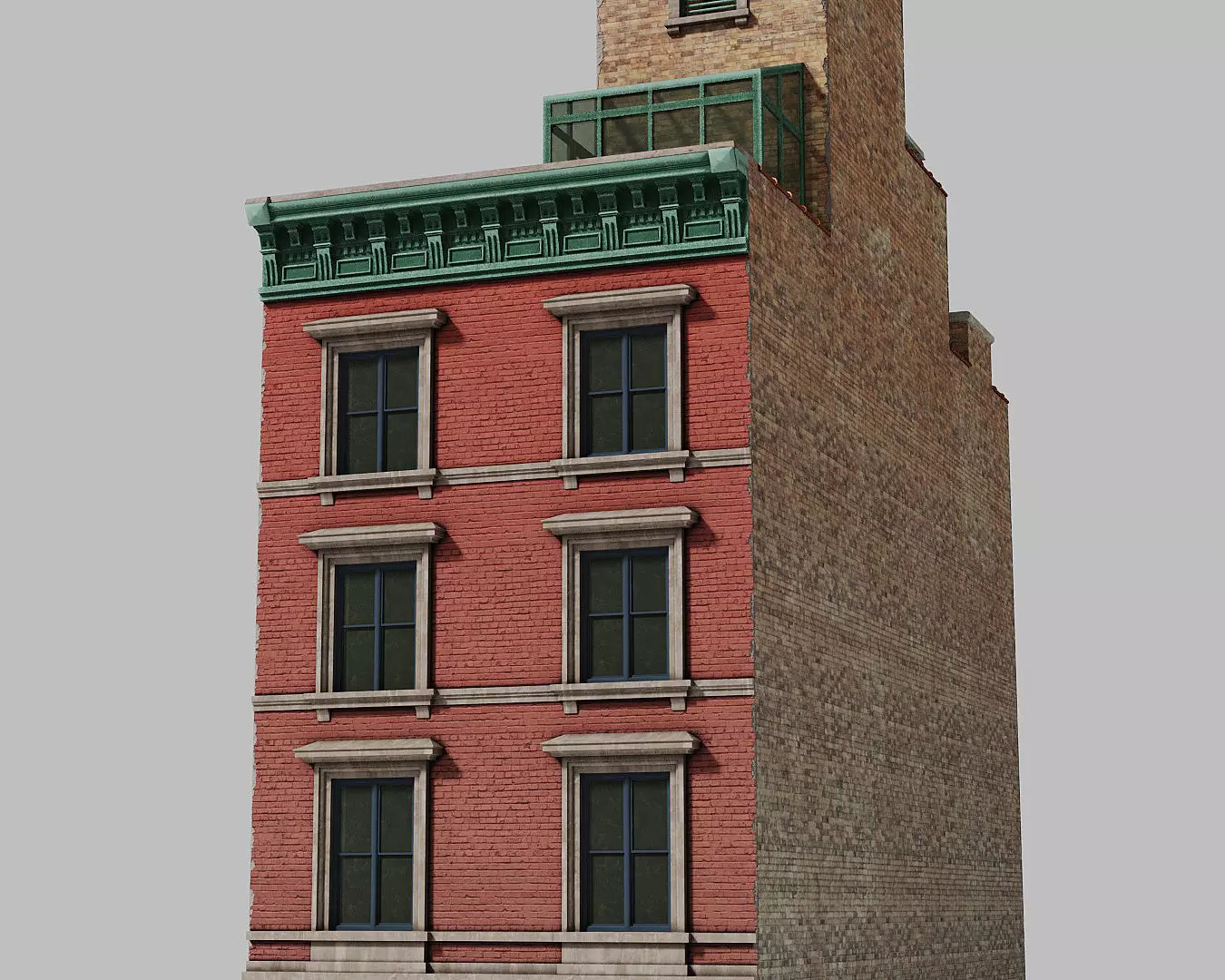 New York townhouse Low-poly 3D model_0