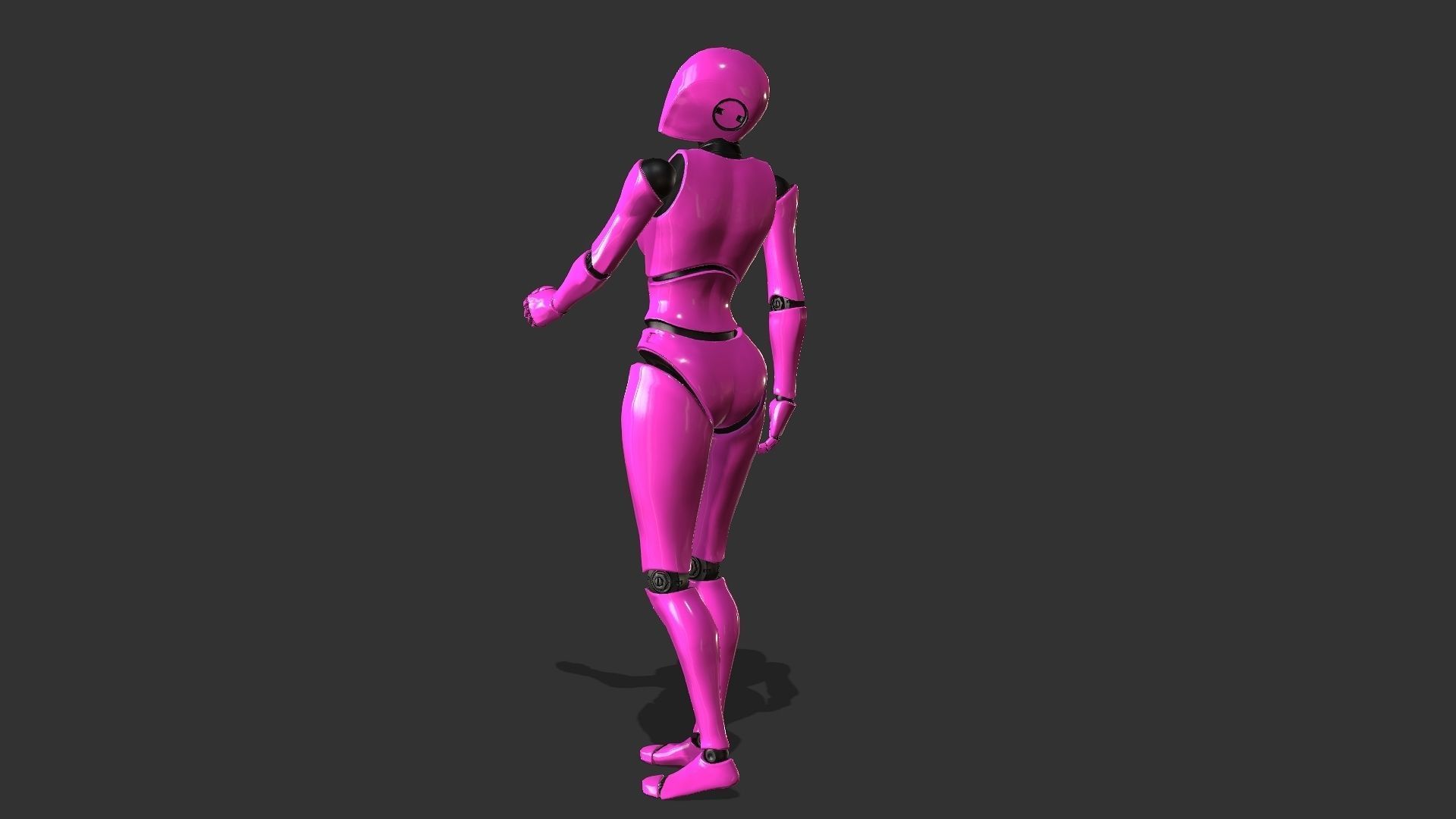 Female Robot Rigged Low-poly 3D model_5