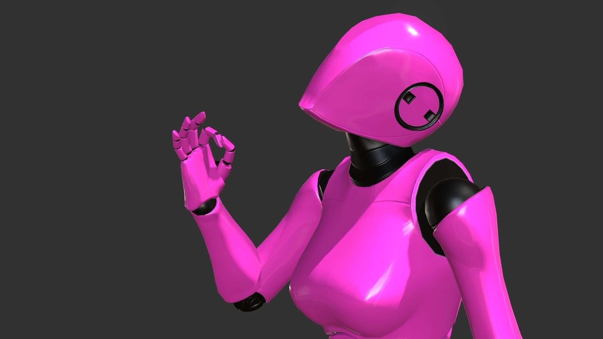 Female Robot Rigged Low-poly 3D model_4