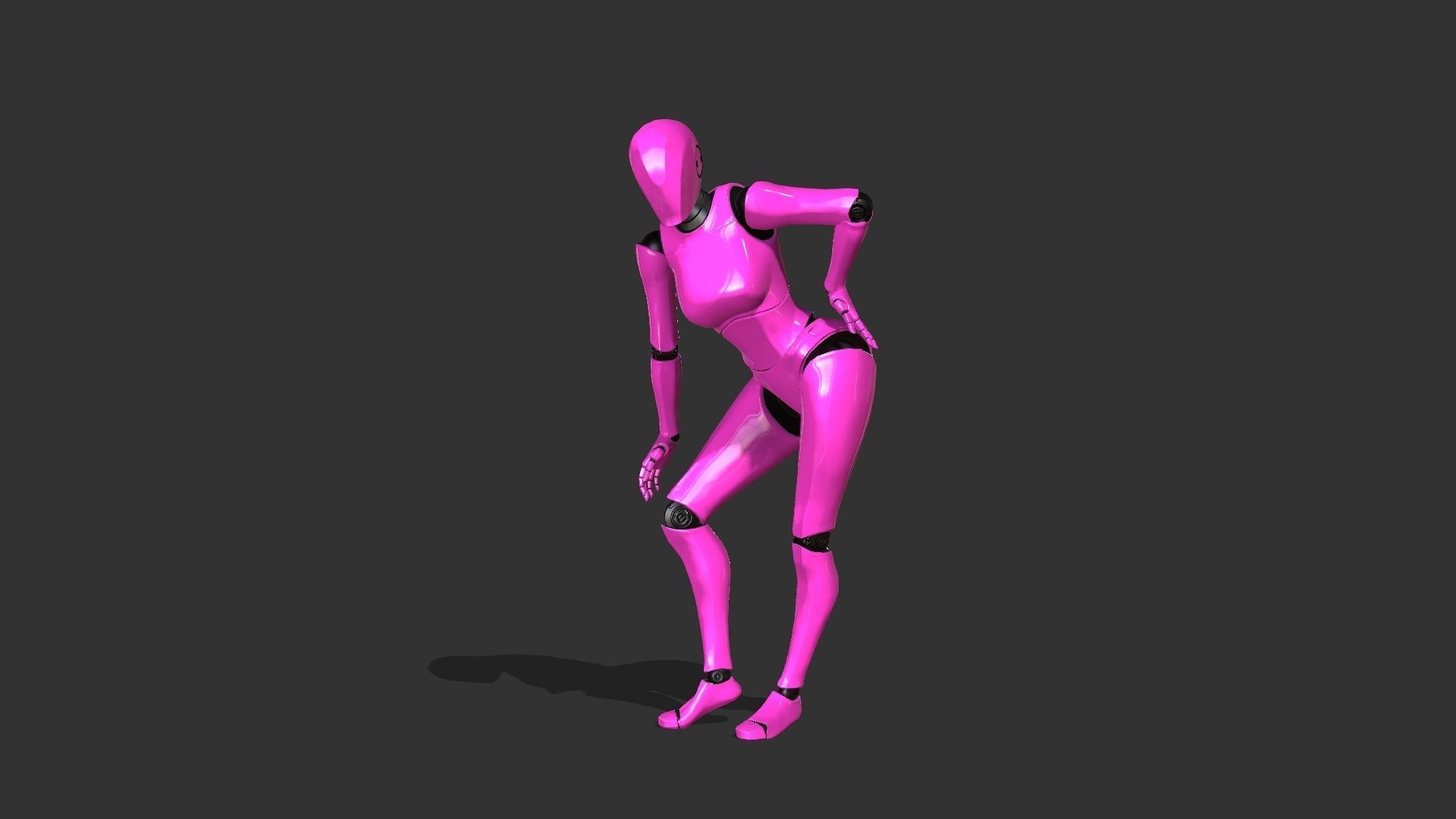 Female Robot Rigged Low-poly 3D model_2