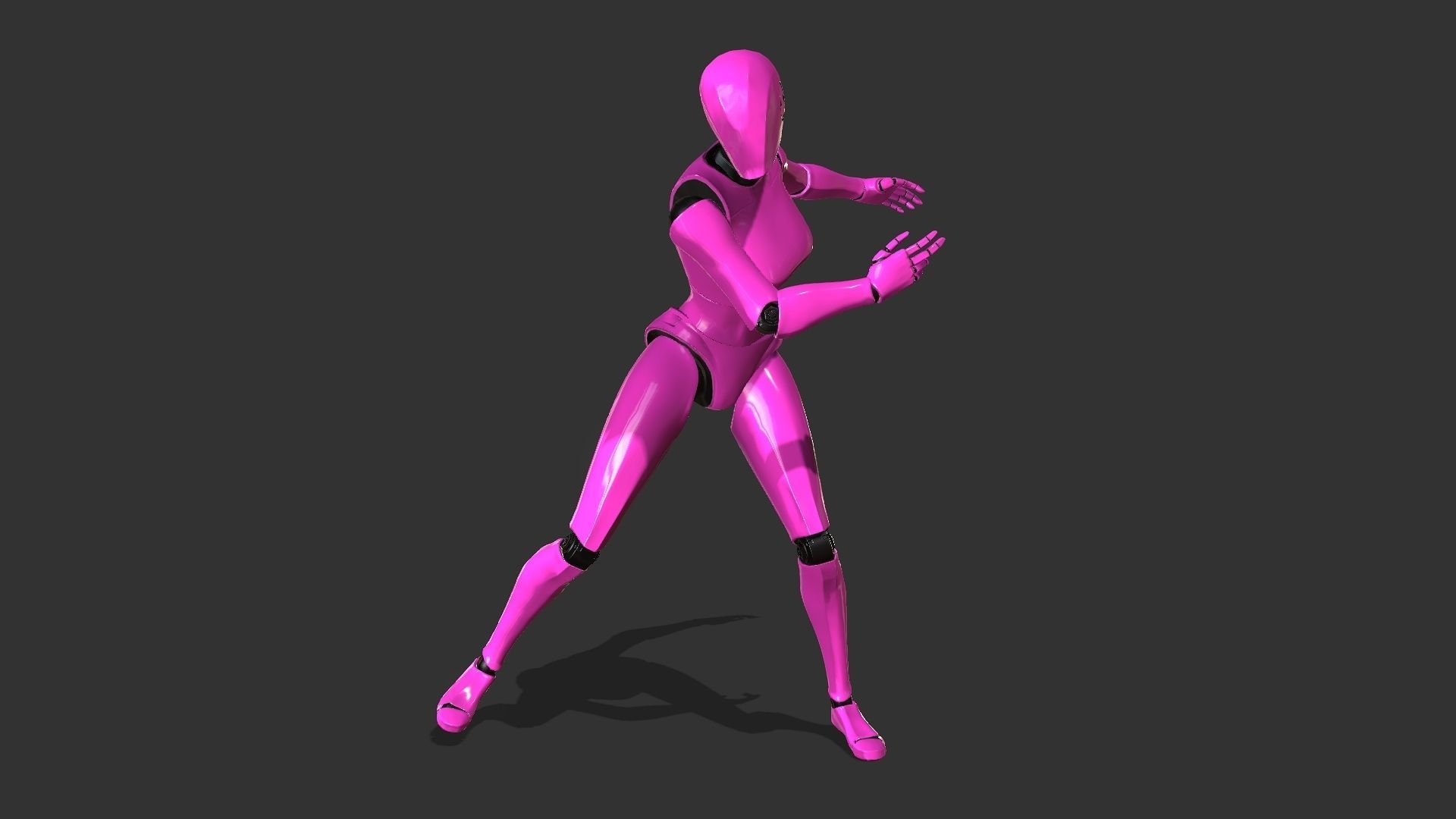 Female Robot Rigged Low-poly 3D model_10