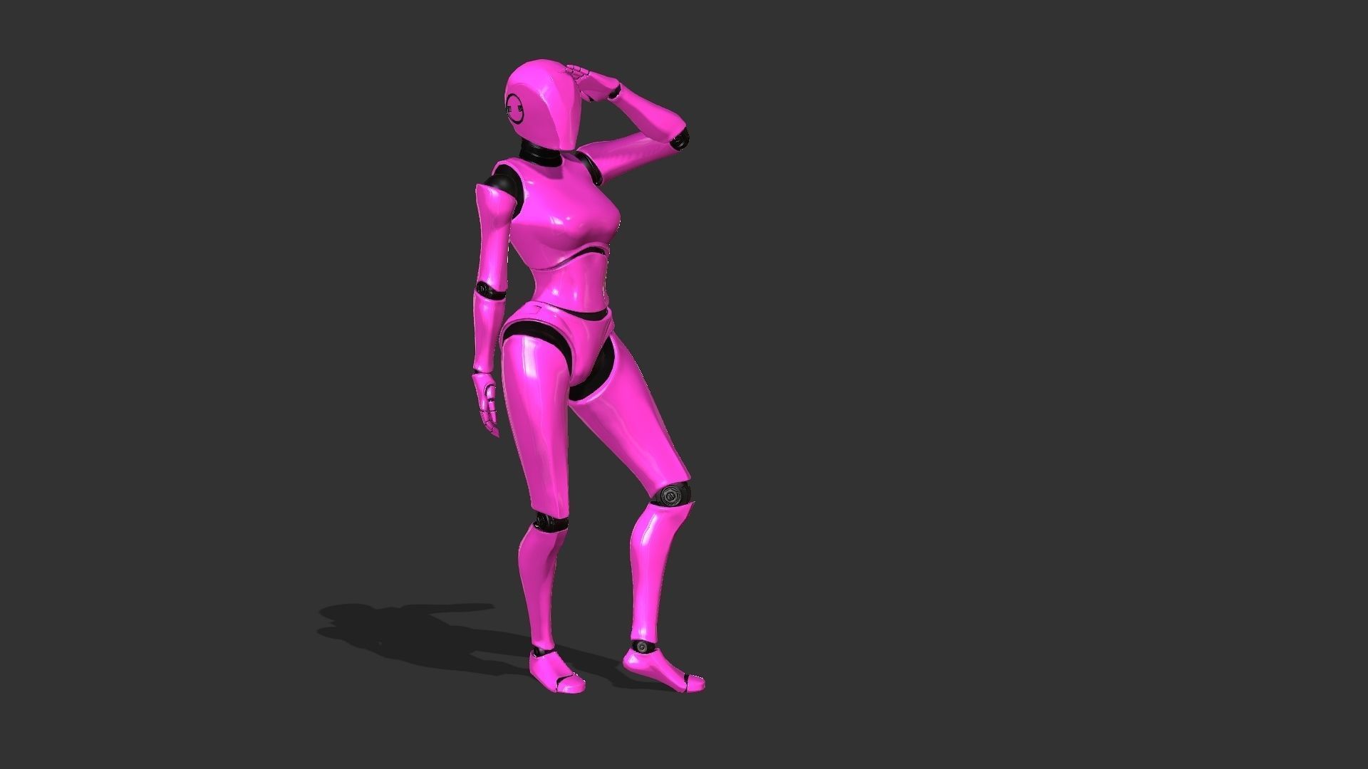 Female Robot Rigged Low-poly 3D model_12