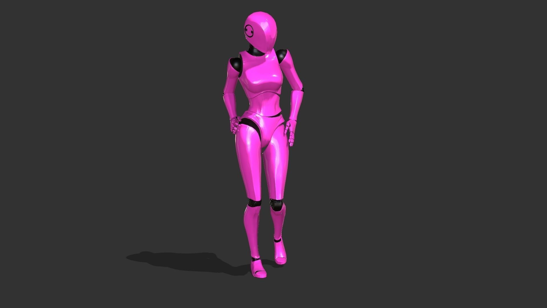 Female Robot Rigged Low-poly 3D model_8