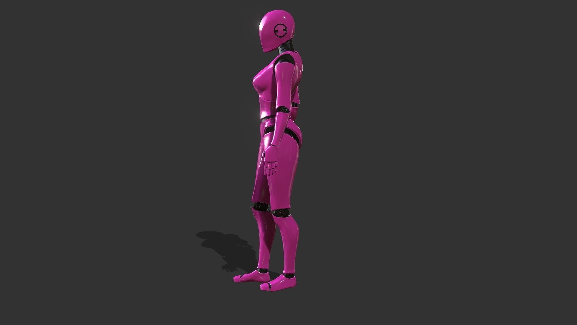 Female Robot Rigged Low-poly 3D model_9