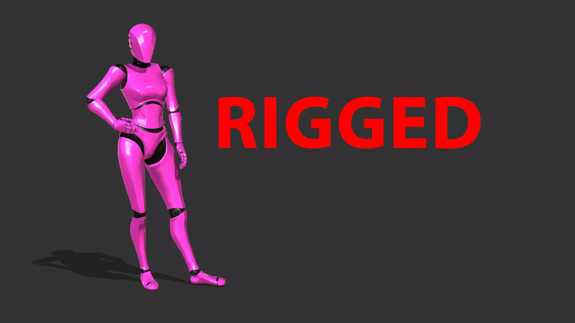 Female Robot Rigged Low-poly 3D model_0