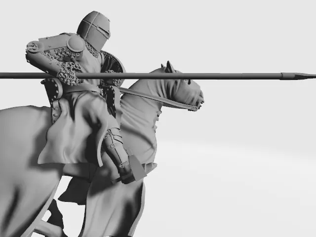 Medieval crusader knight charging 3D print model