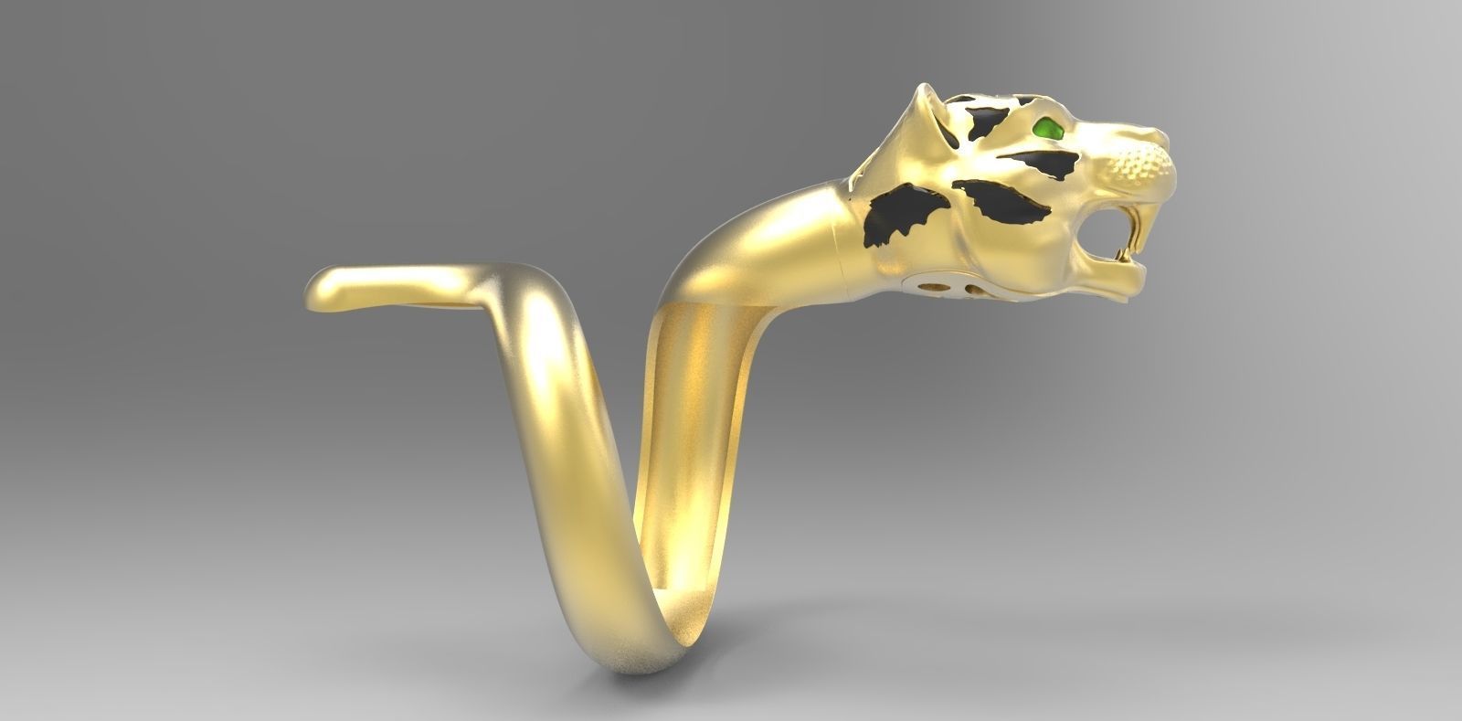 Tiger Head Ring 3D model_1
