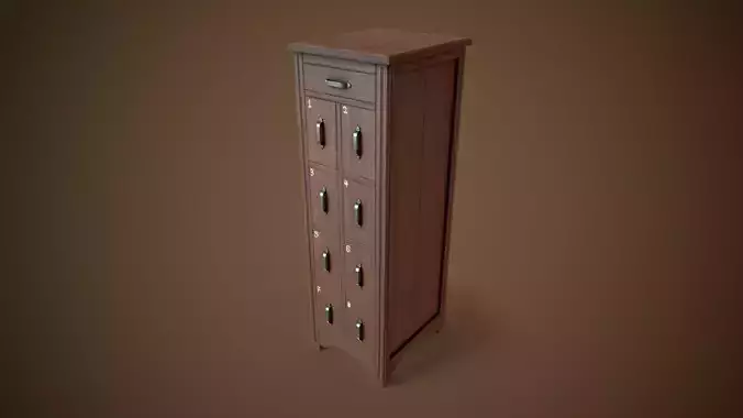 Vintage File Drawer Cabinet Low-poly 3D model