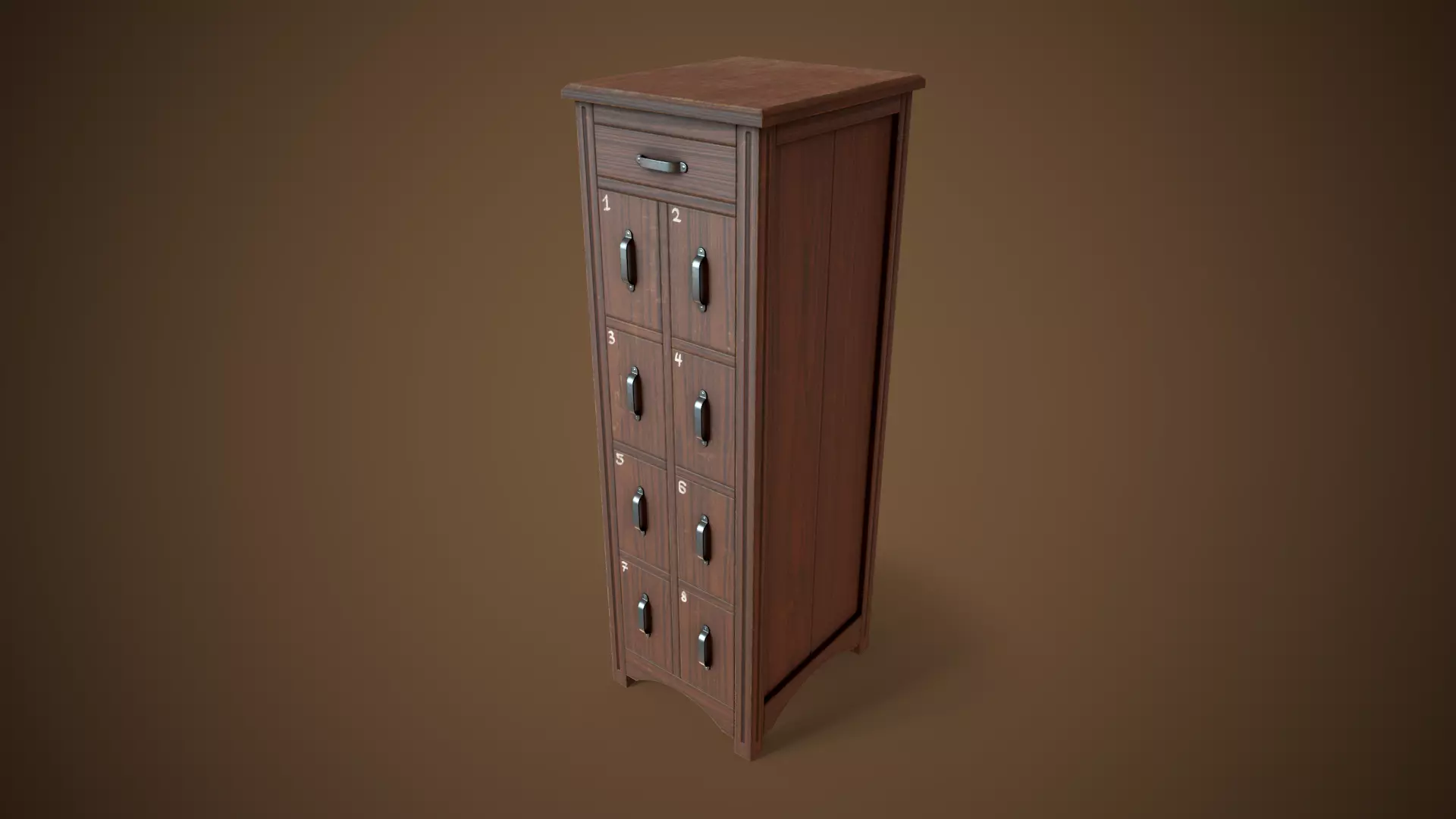 Vintage File Drawer Cabinet Low-poly 3D model