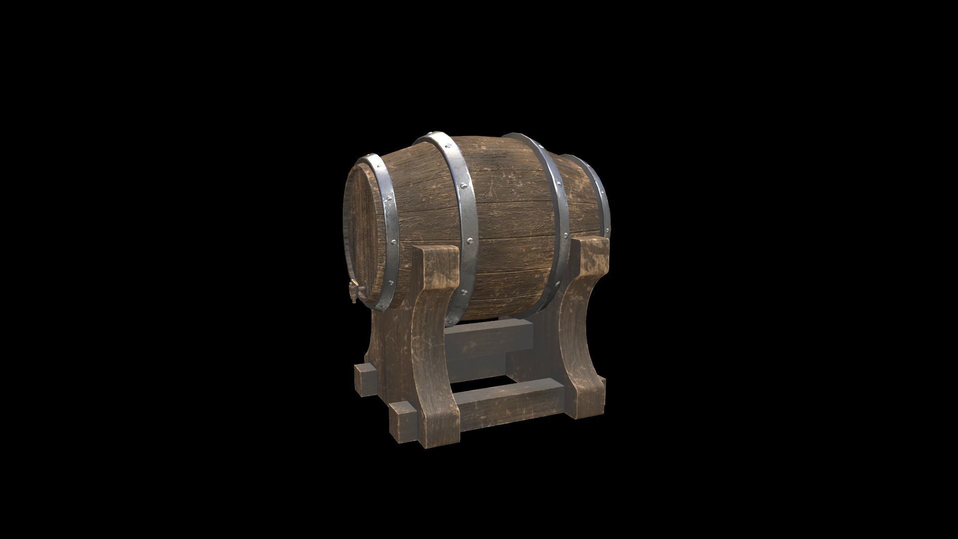 Ale Cask Low-poly 3D model_4