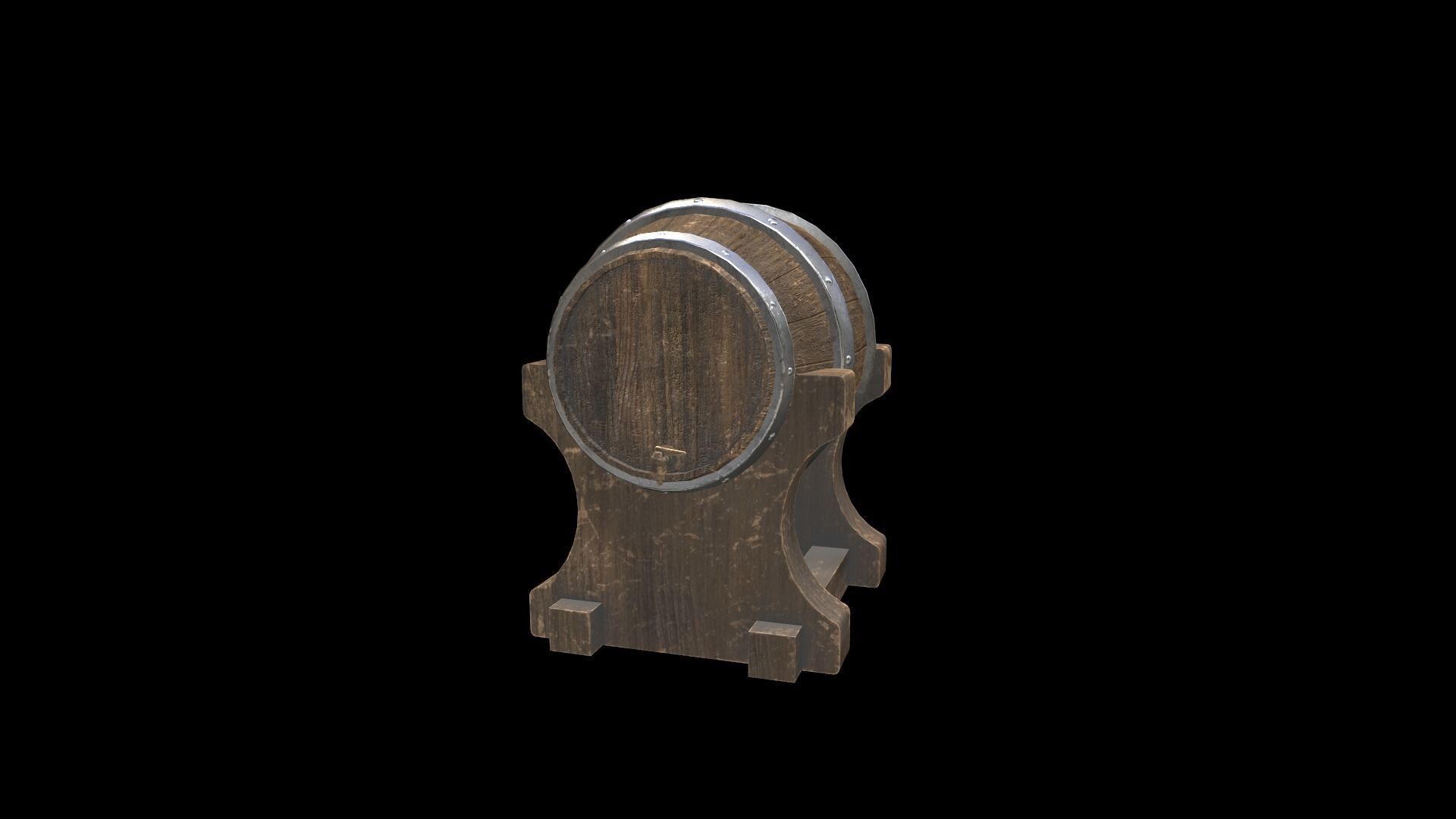 Ale Cask Low-poly 3D model_9