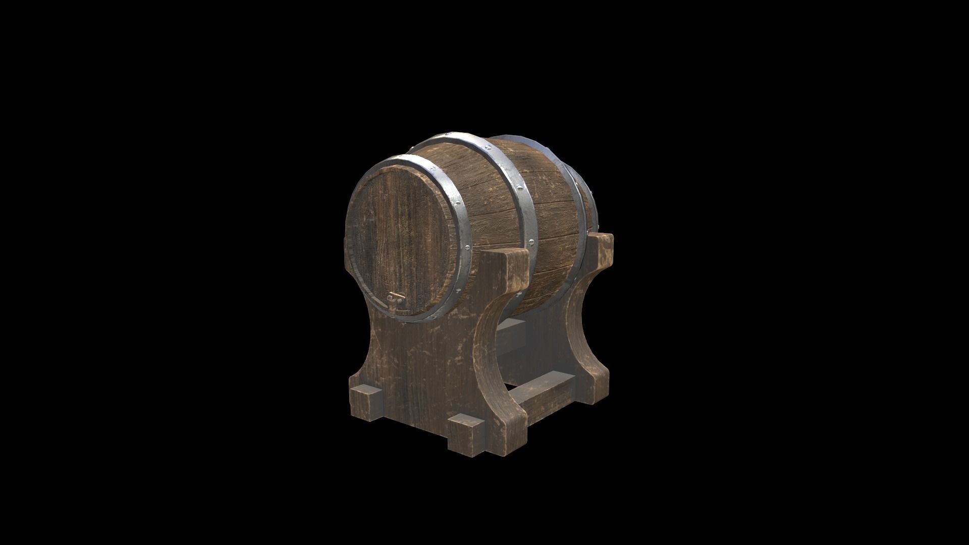 Ale Cask Low-poly 3D model_10