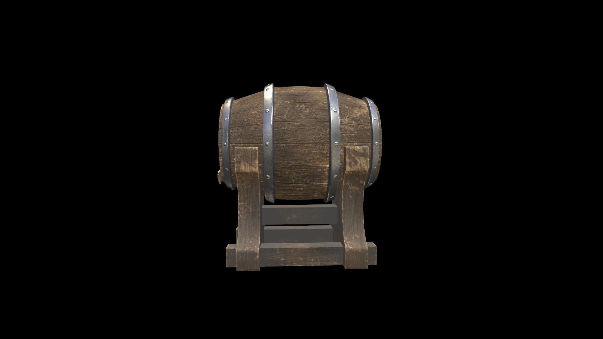 Ale Cask Low-poly 3D model_3