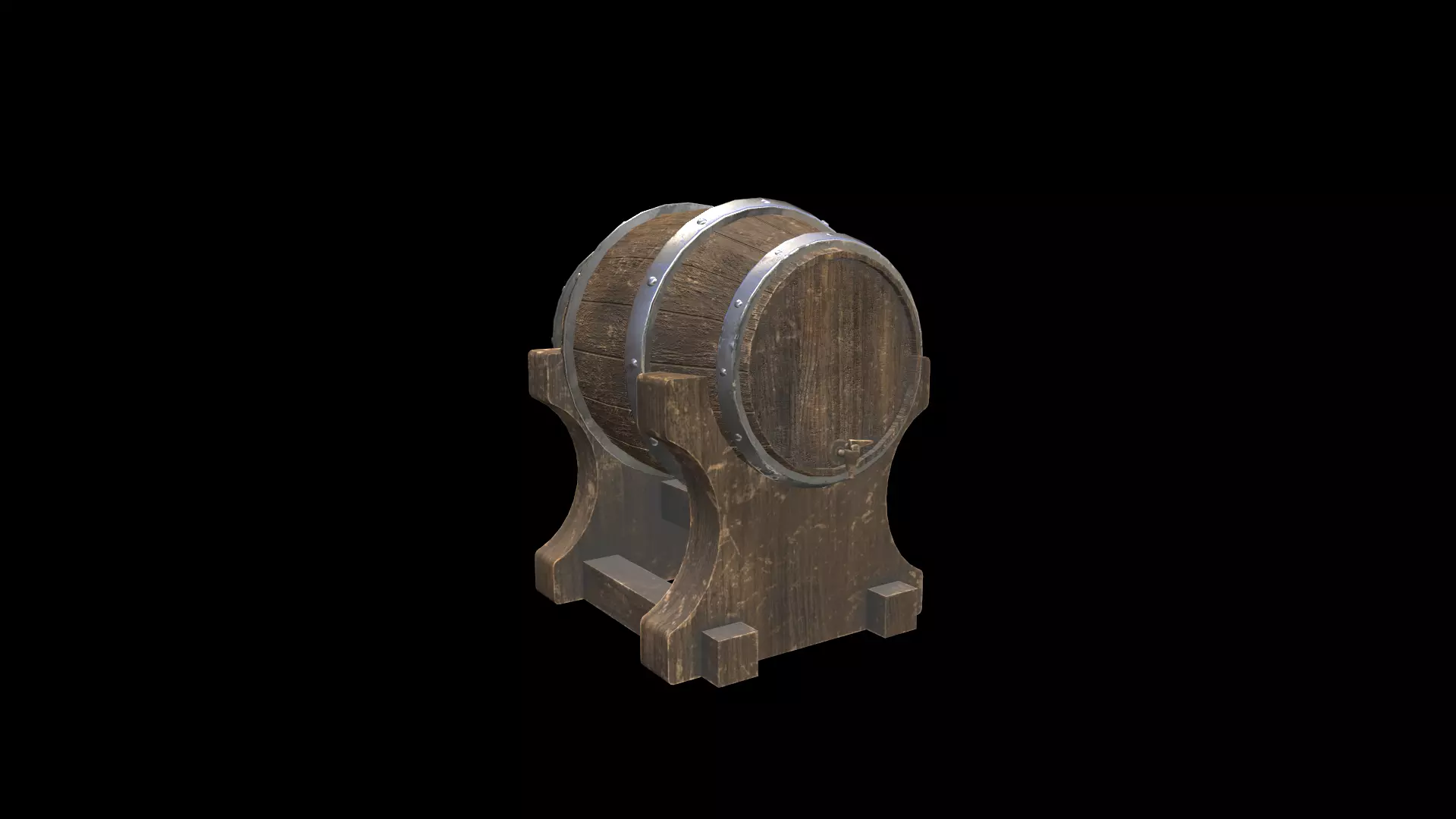 Ale Cask Low-poly 3D model_0