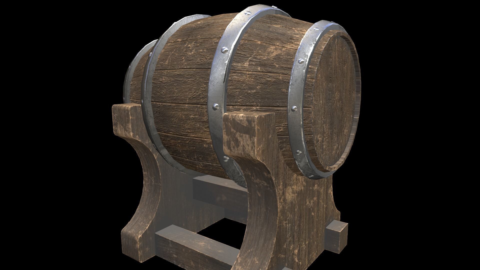 Ale Cask Low-poly 3D model_13