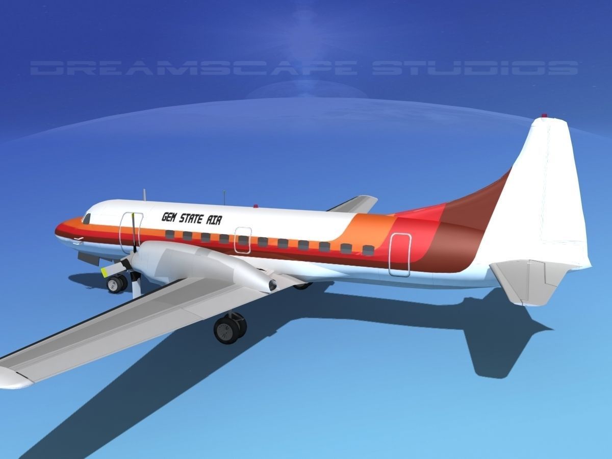 Convair CV-580 Gem State Air 3D model_8