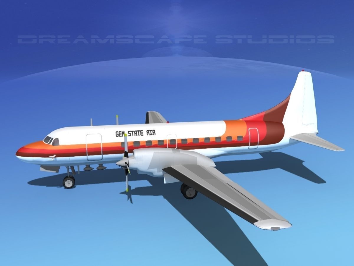 Convair CV-580 Gem State Air 3D model_9