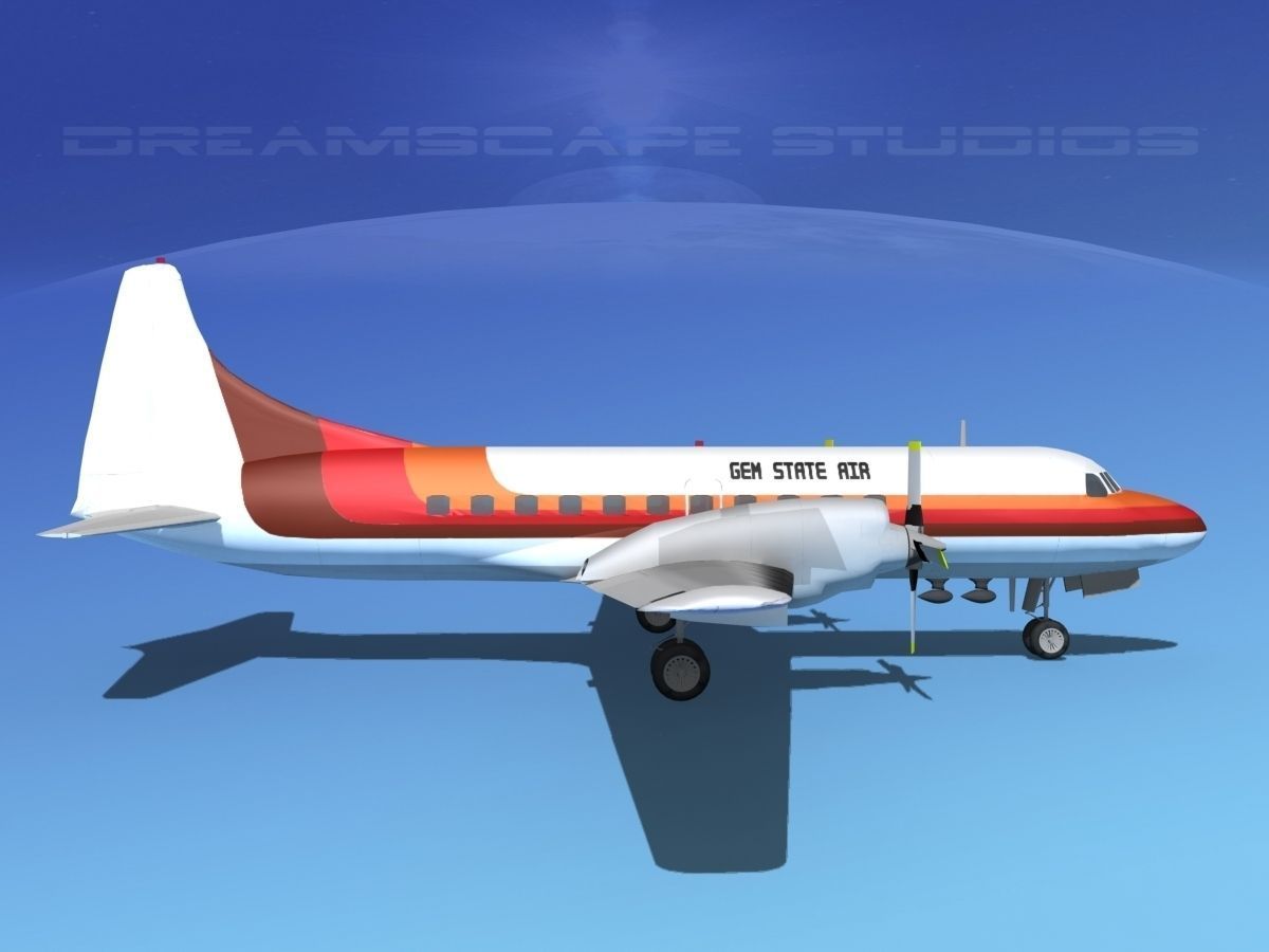 Convair CV-580 Gem State Air 3D model_4