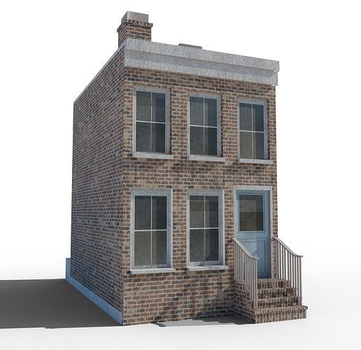 Townhouse brick house Free low-poly 3D model