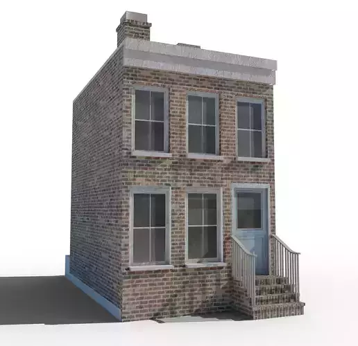 Townhouse brick house Free low-poly 3D model